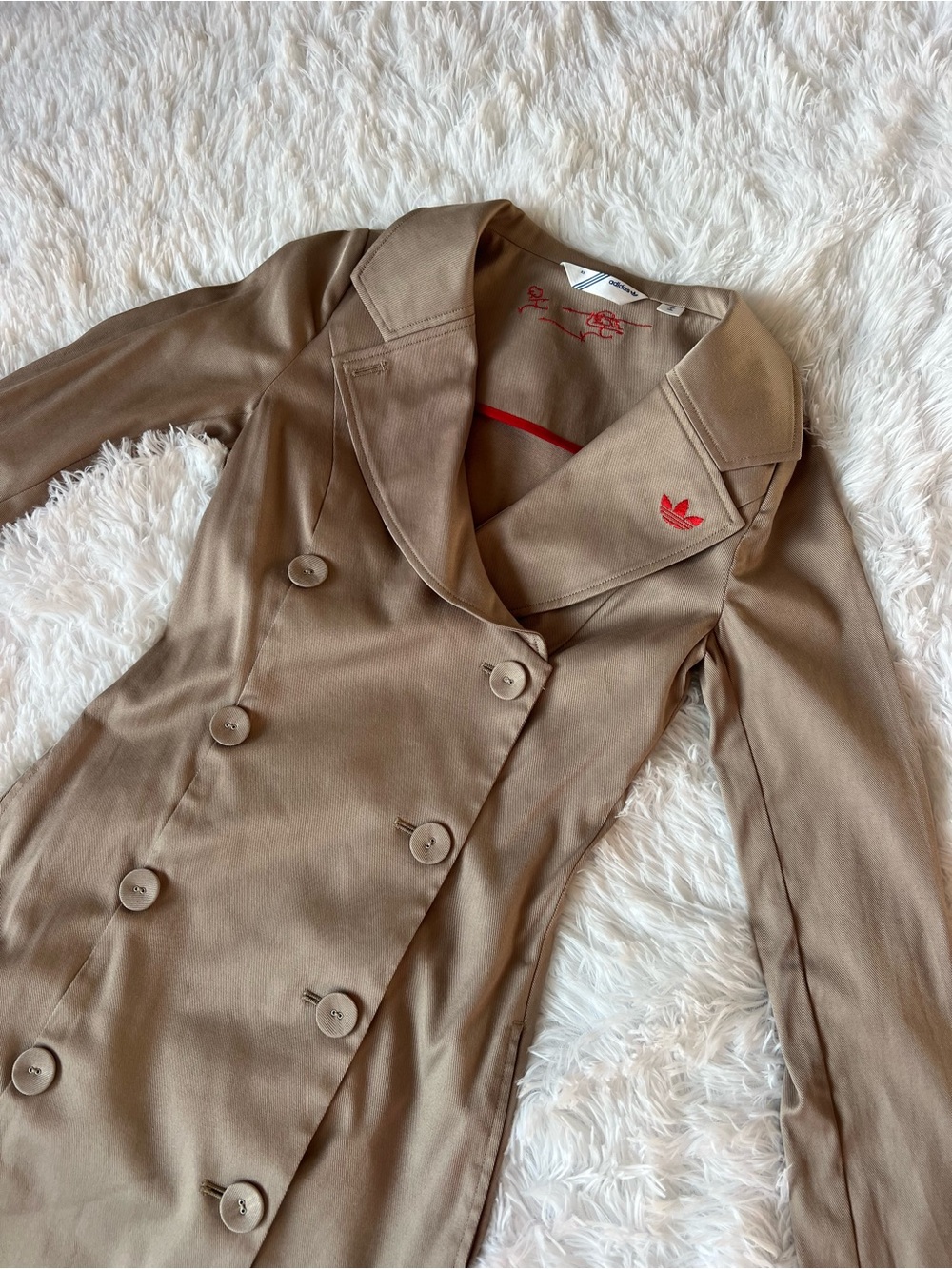 Rare! Adidas Women’s Double-Breasted Brown Trench Coat Size XS